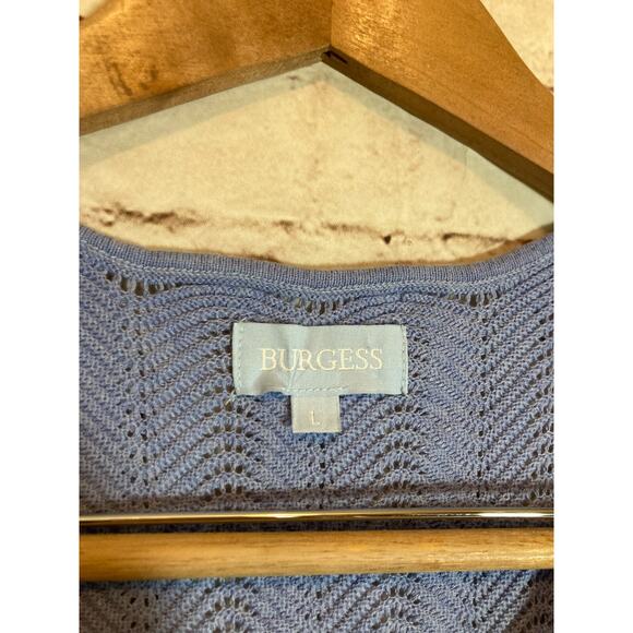 Burgess Top Women Large Silk Blend Baby Blue Open Knit Beachy Coquette Soft Girl - Picture 11 of 11